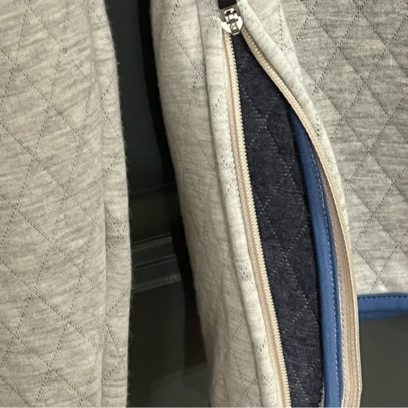Straight Down Women's Gray Blue Quilted Mock Neck Pullover Gold Athleisure Sz Lg - Picture 7 of 11